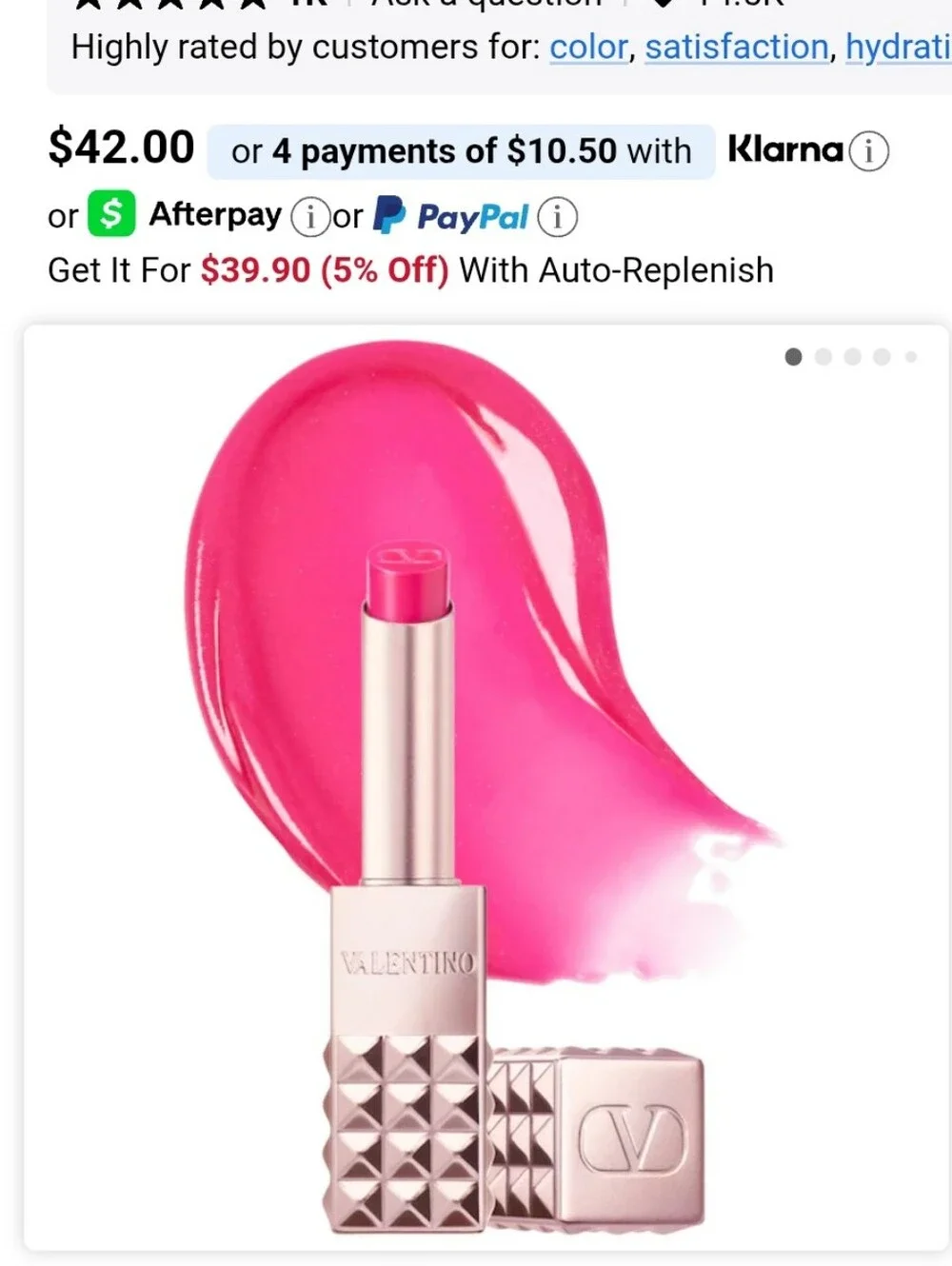 Valentino 302 R Pink High-Shine Disco Lip balm $42 Retail